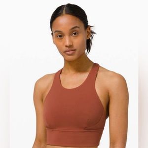 Lululemon Rustic Clay Wunder Train High Neck Sports Bra, Size 8